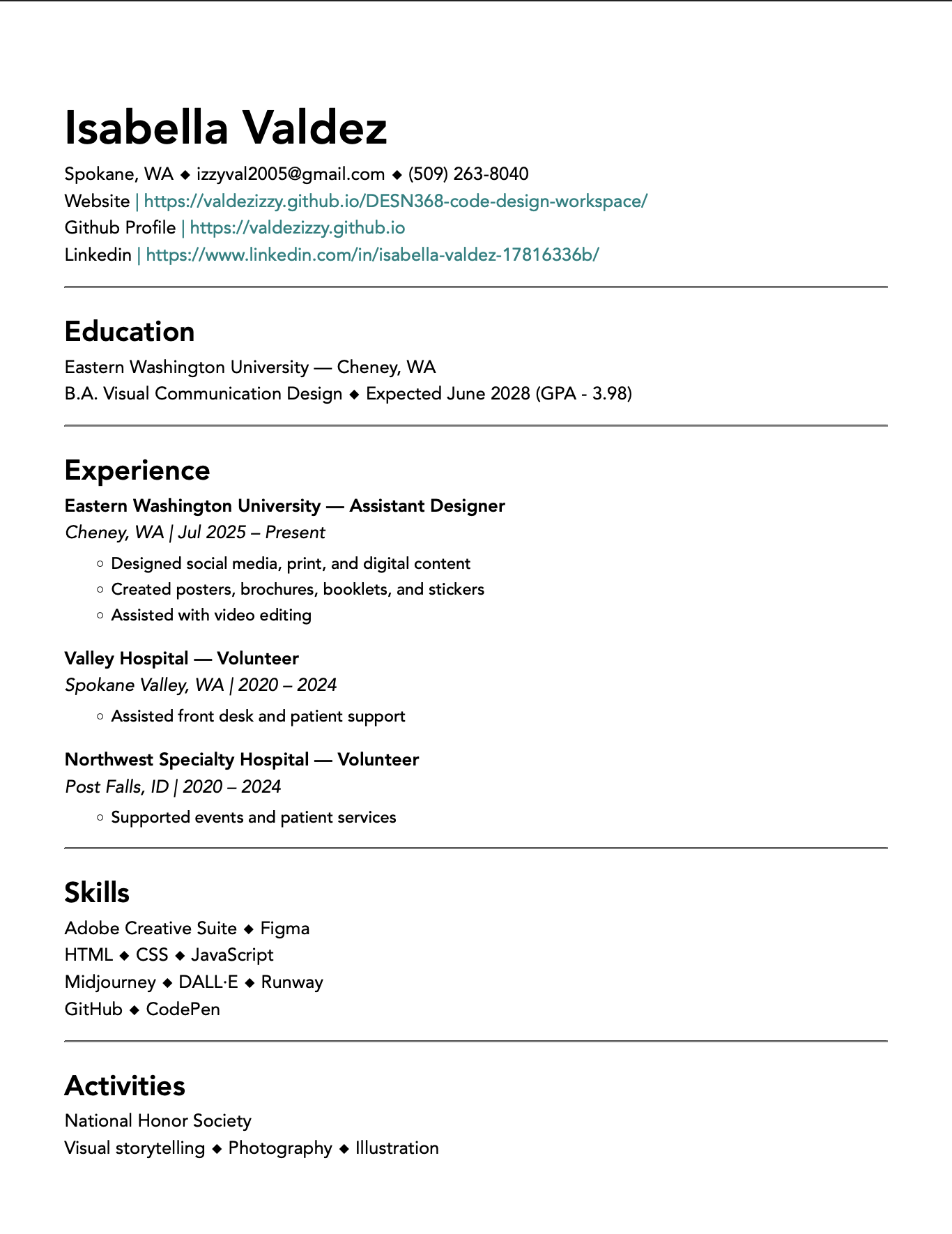 Markdown Resume screenshot